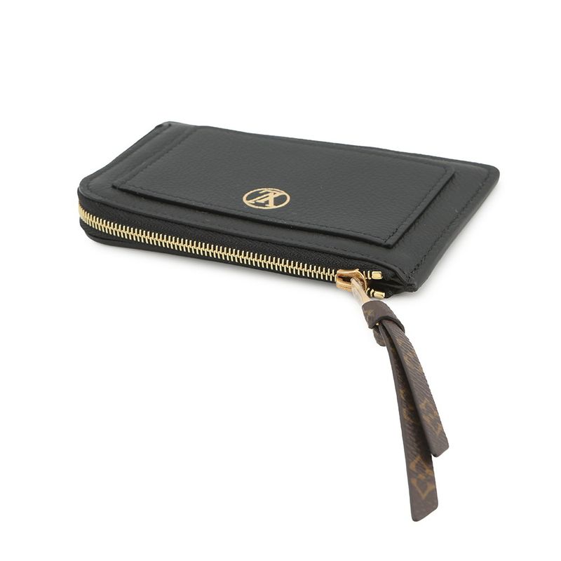 Louis Vuitton Card Case Monogram Calf Leather Holder Louki Black Wallet