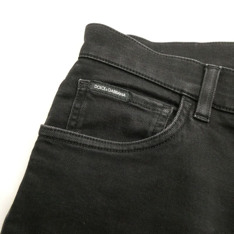 Dolce & Gabbana Solid Black Skinny Jeans Denim Pants 50 XL Cotton and Stretch