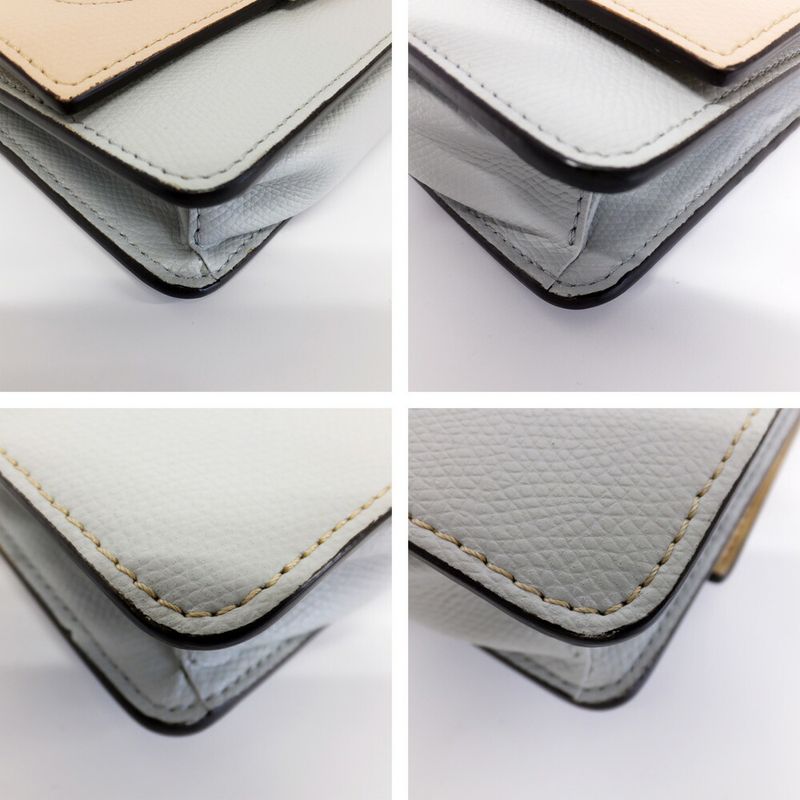 Fendi Mon Star Bugs Chain Wallet Silver Gray Beige Black