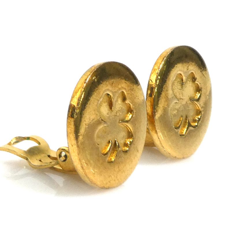 Chanel Earrings Clover Gold