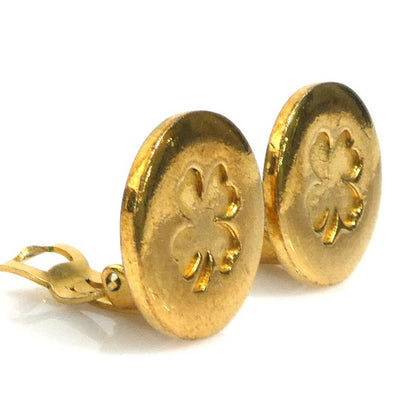 Chanel Earrings Clover Gold