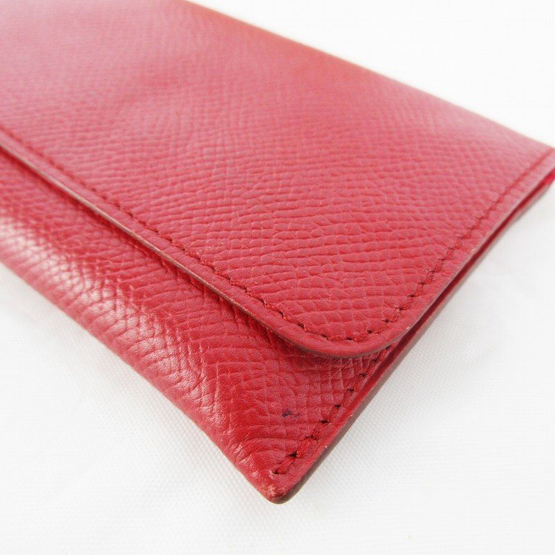 Hermes Card Case Business Holder Epsom Leather Lining Red