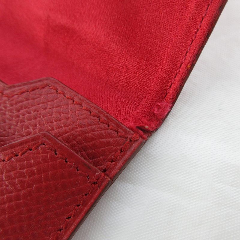 Hermes Card Case Business Holder Epsom Leather Lining Red