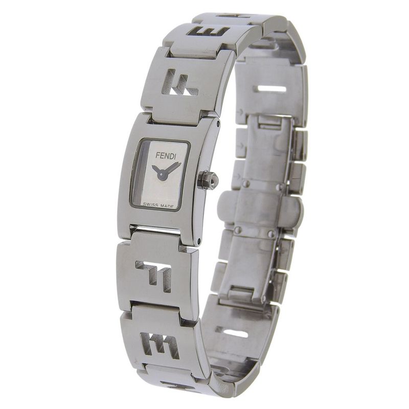 Fendi Logo Stainless Steel Quartz Analog Display Silver Dial Watch