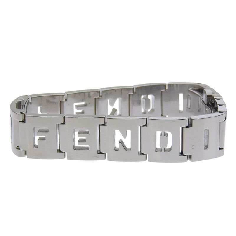 Fendi Logo Stainless Steel Quartz Analog Display Silver Dial Watch