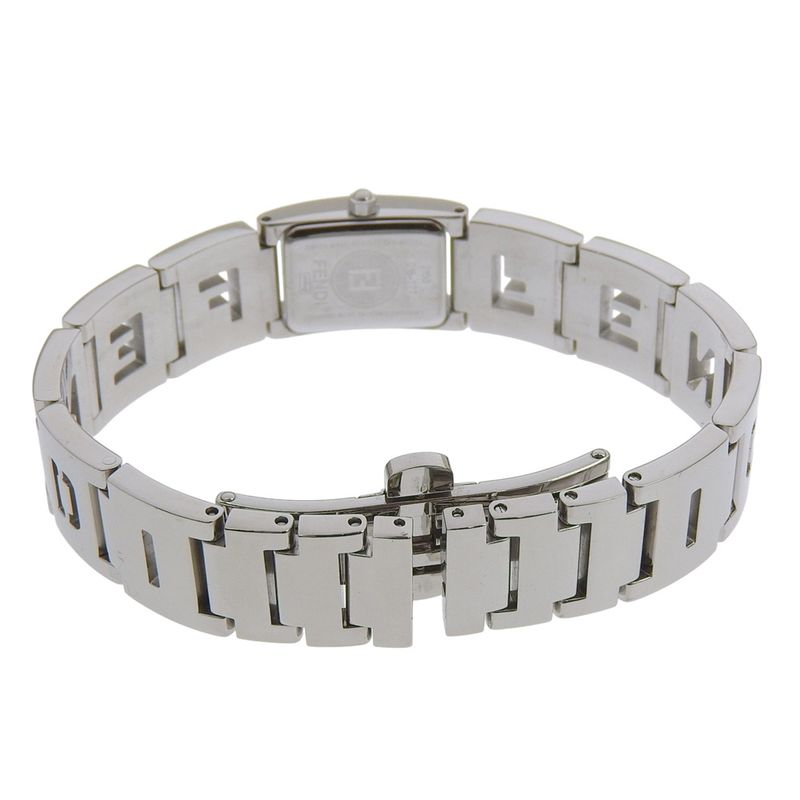Fendi Logo Stainless Steel Quartz Analog Display Silver Dial Watch