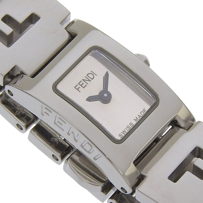 Fendi Logo Stainless Steel Quartz Analog Display Silver Dial Watch