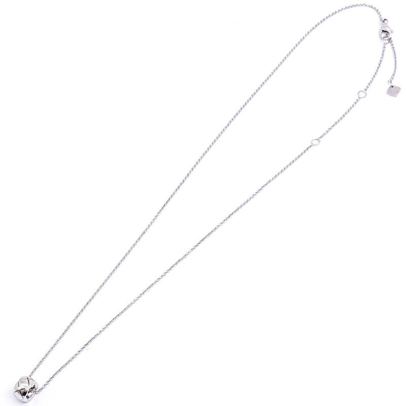 Chanel 18k White Gold Coco Crush Necklace Quilted