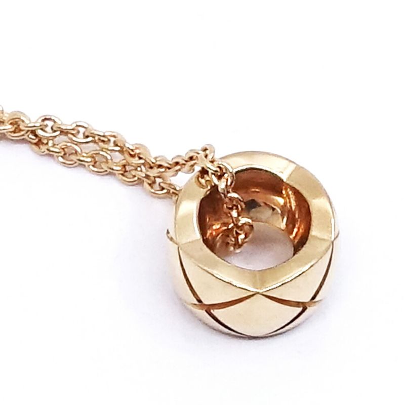 Chanel 18k Pink Gold Coco Crush Necklace Beige Quilted