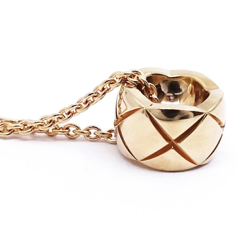 Chanel 18k Pink Gold Coco Crush Necklace Beige Quilted