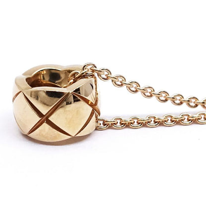 Chanel 18k Pink Gold Coco Crush Necklace Beige Quilted