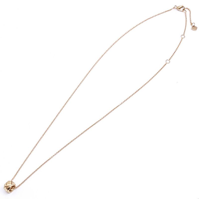 Chanel 18k Pink Gold Coco Crush Necklace Beige Quilted