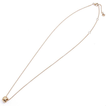 Chanel 18k Pink Gold Coco Crush Necklace Beige Quilted