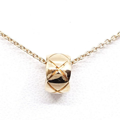 Chanel 18k Pink Gold Coco Crush Necklace Beige Quilted