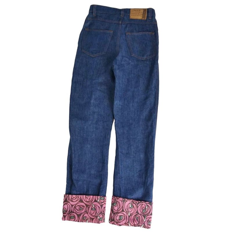 Loewe Pants Fisherman Denim Floral Hem Print Linen