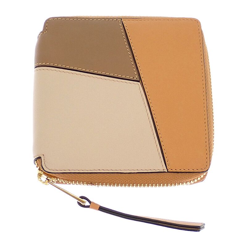 Loewe Puzzle Square Zip Wallet Bifold Calf Brown