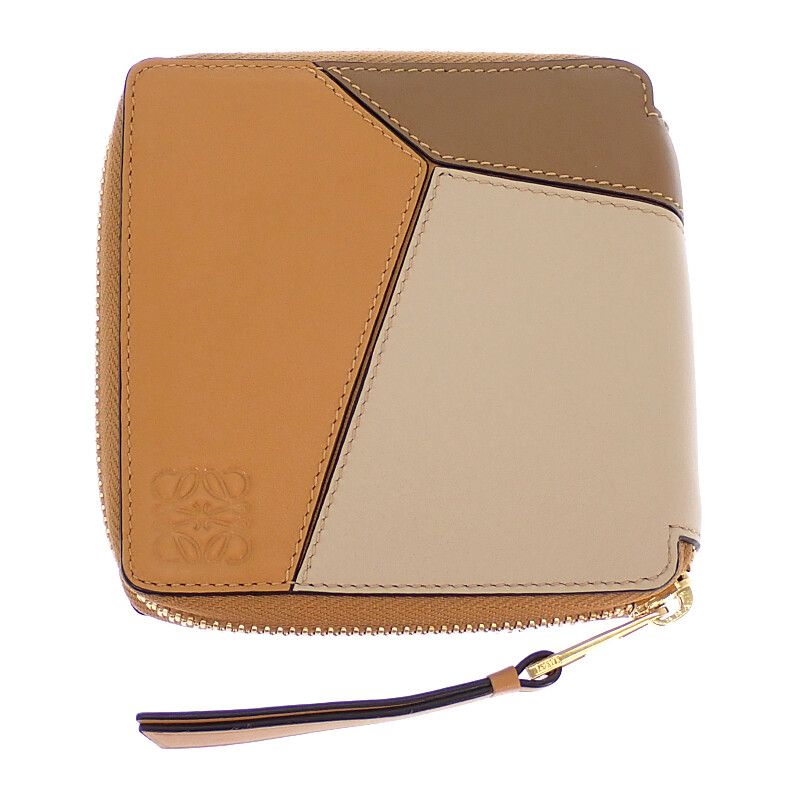 Loewe Puzzle Square Zip Wallet Bifold Calf Brown