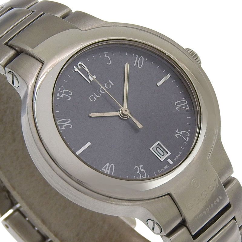 Gucci Stainless Steel Quartz Analog Display Boys Gray Dial Watch