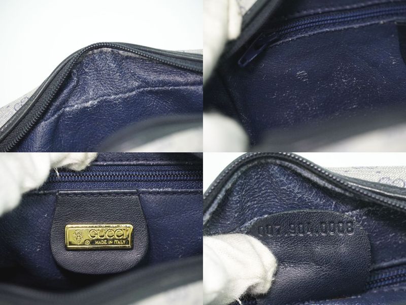 Gucci Vintage Micro GG Shoulder Bag Pochette Gray Navy