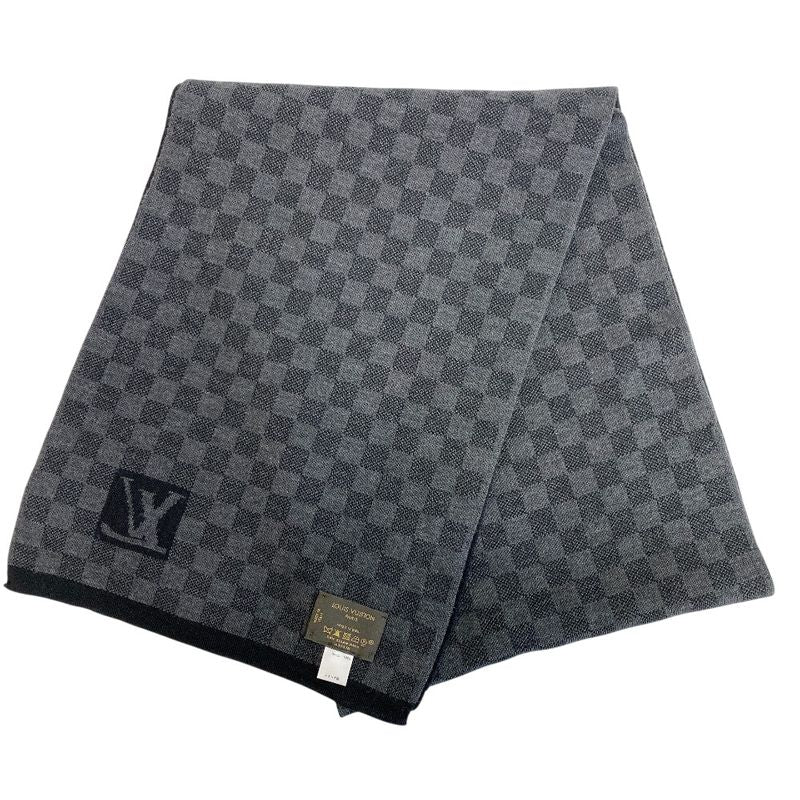 Louis Vuitton Echarpe Petit Damier Wool Scarf Black
