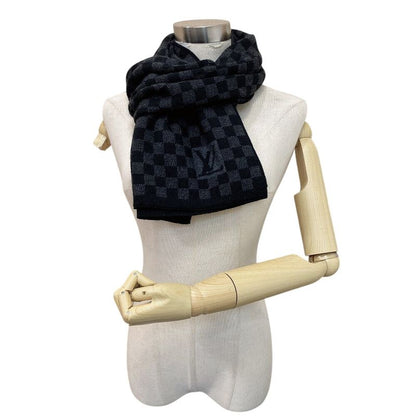 Louis Vuitton Echarpe Petit Damier Wool Scarf Black