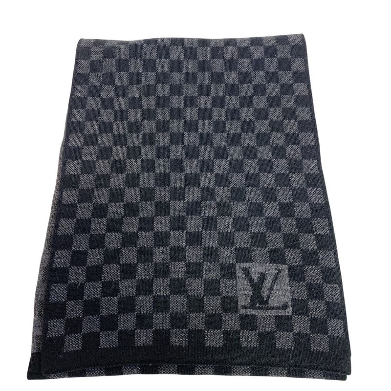 Louis Vuitton Echarpe Petit Damier Wool Scarf Black