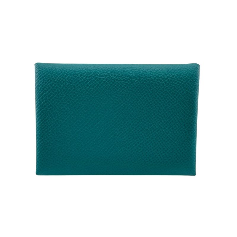 Hermes Calvi Duo Veau Epsom Coin Case Vert Jade