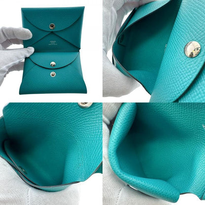 Hermes Calvi Duo Veau Epsom Coin Case Vert Jade