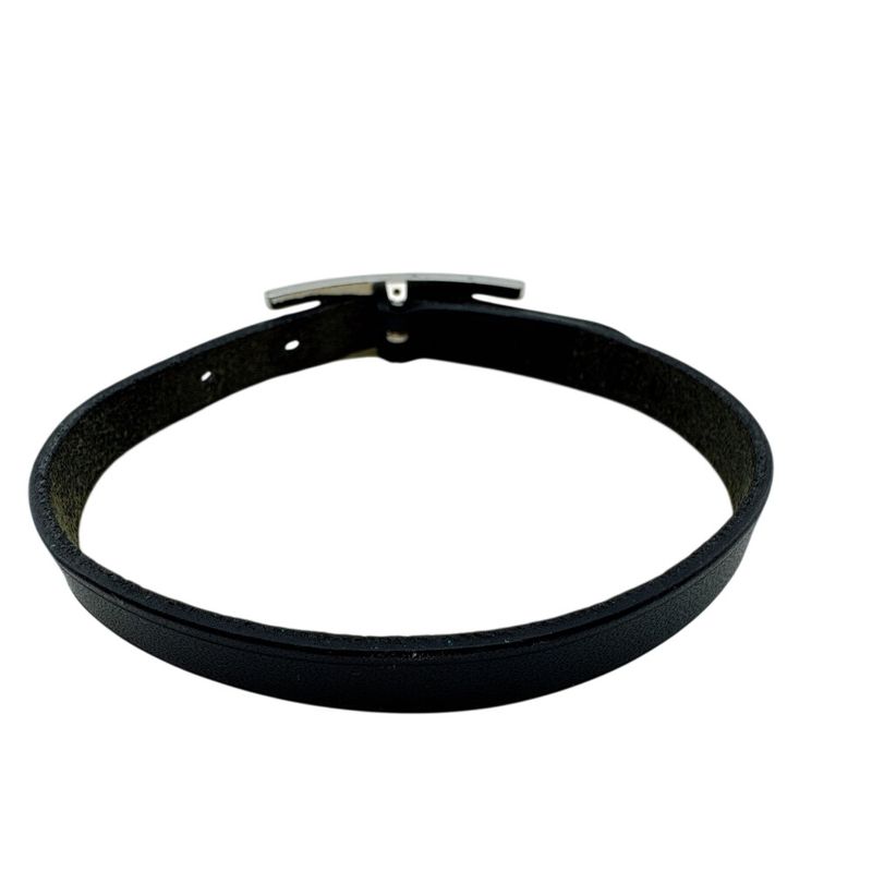 Hermes Bangle Hhardware Behapi Leather Bracelet Black