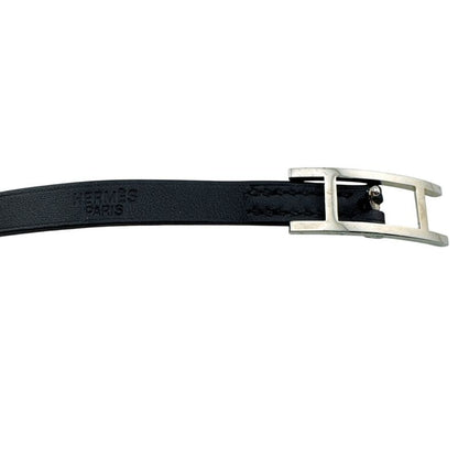Hermes Bangle Hhardware Behapi Leather Bracelet Black