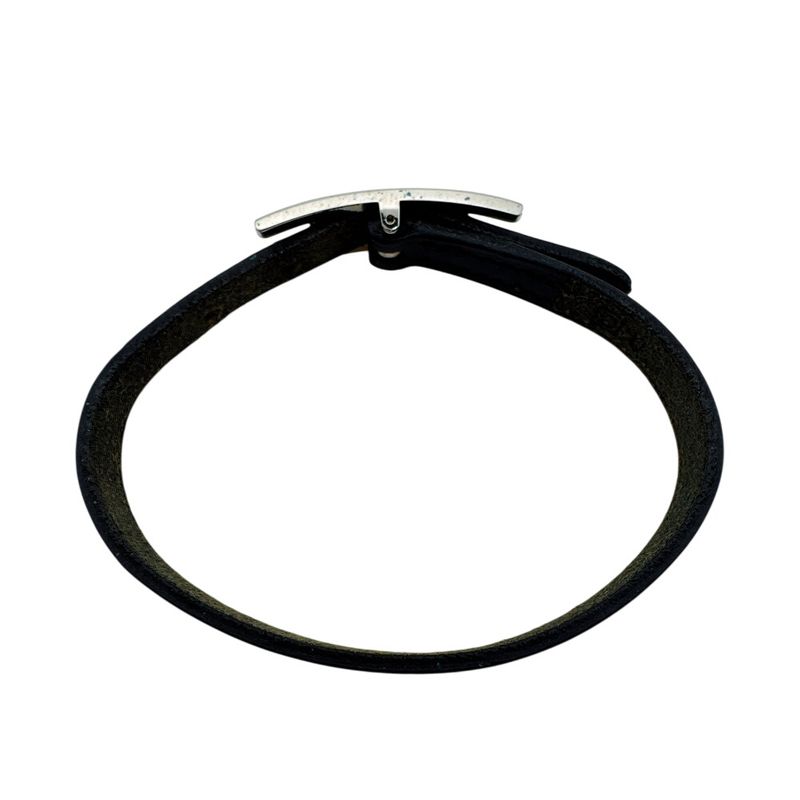 Hermes Bangle Hhardware Behapi Leather Bracelet Black
