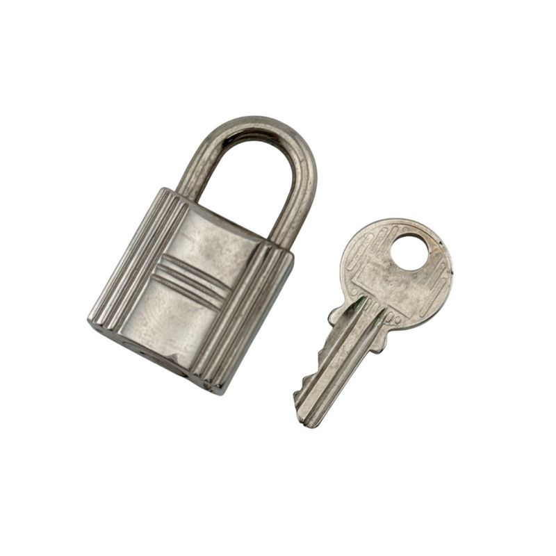 Hermes 110 Padlock Necklace Charm Bag Silver