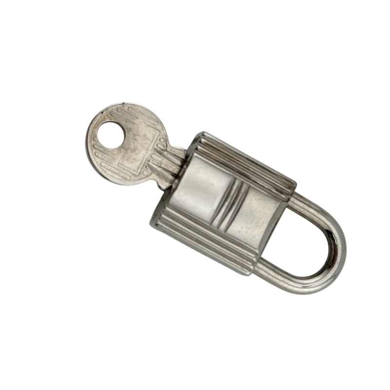 Hermes 110 Padlock Necklace Charm Bag Silver
