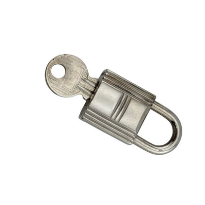 Hermes 110 Padlock Necklace Charm Bag Silver