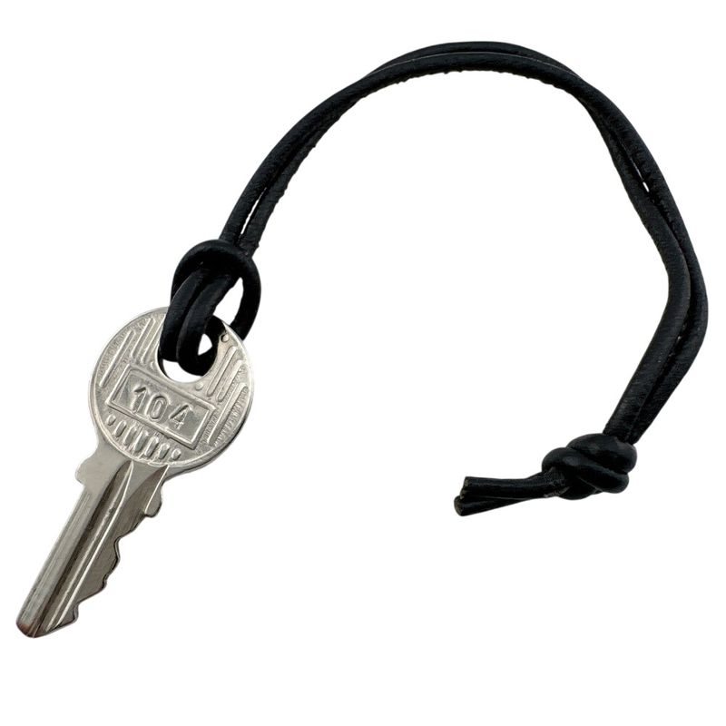 Hermes Cadena 104 Padlock Leather Necklace Charm Bag Silver