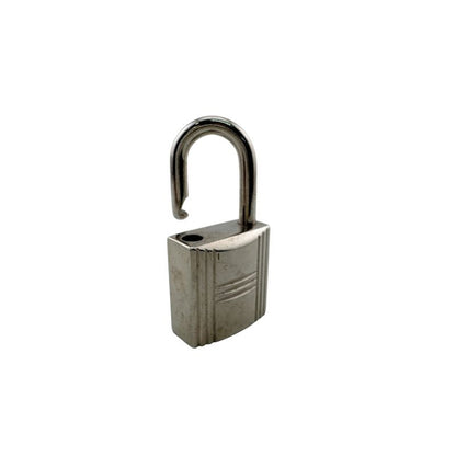 Hermes Cadena 104 Padlock Leather Necklace Charm Bag Silver