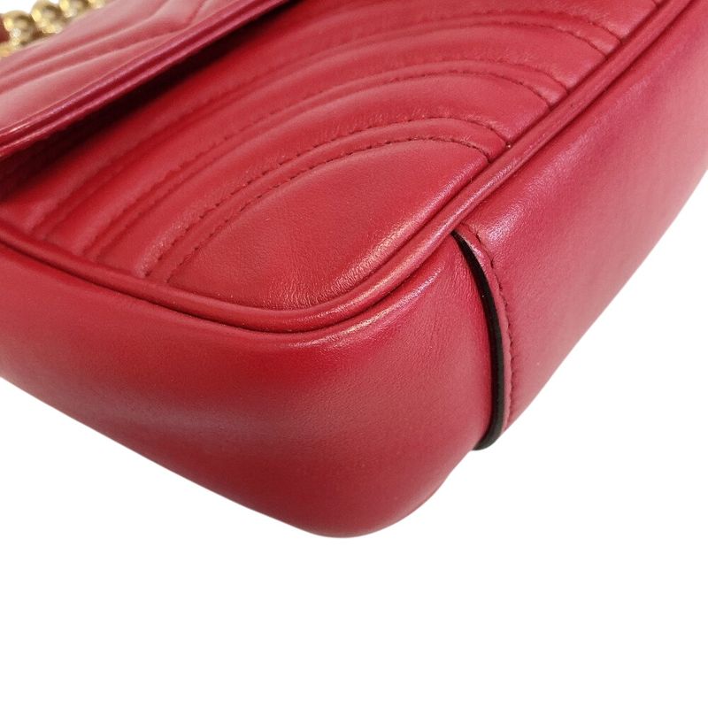 Gucci Chain Crossbody Shoulder Bag GG Marmont Heart Leather Red