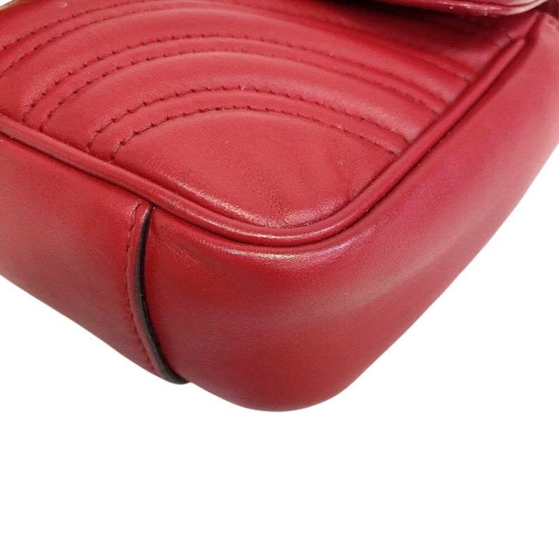 Gucci Chain Crossbody Shoulder Bag GG Marmont Heart Leather Red