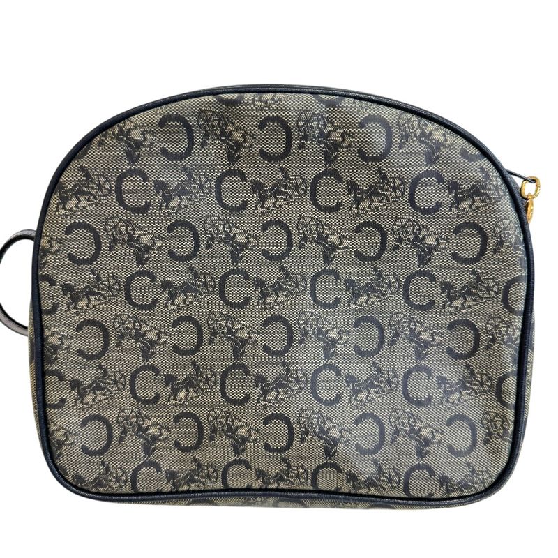 Celine C Carriage Pattern Pochette Vintage Salki Shoulder Bag Navy