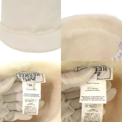 Hermes Bucket Hat 56 Lambskin Mouton White Hat