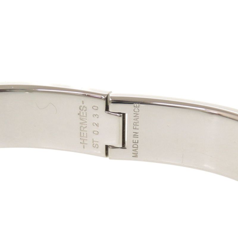 Hermes Metal Light Blue Silver Bangle Bracelet