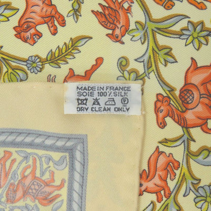 Hermes Carre 90 Indian Hunting Chasse en Inde Scarf Silk Ivory Yellow Light Blue