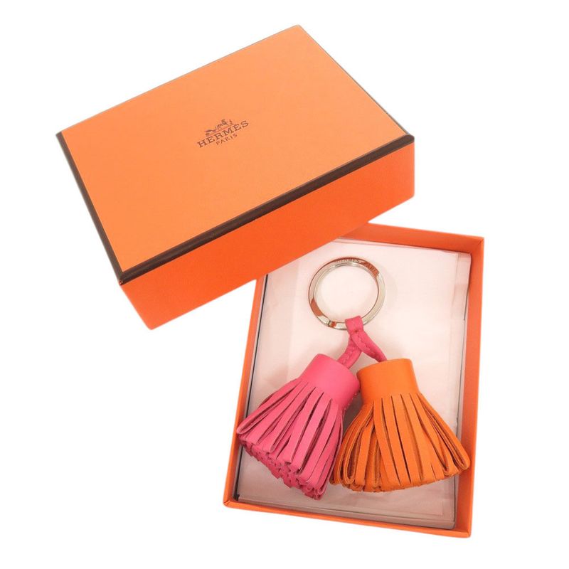 Hermes Carmen Unodos Agno Milo Pink Orange Key Holder Charm
