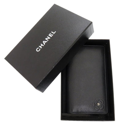 Chanel Camellia Leather Black CC Logo Wallet