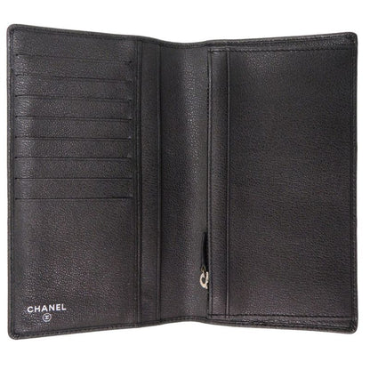 Chanel Camellia Leather Black CC Logo Wallet