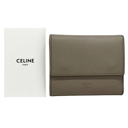 Celine Wallet Trifold Leather Small Gray Mini Compact