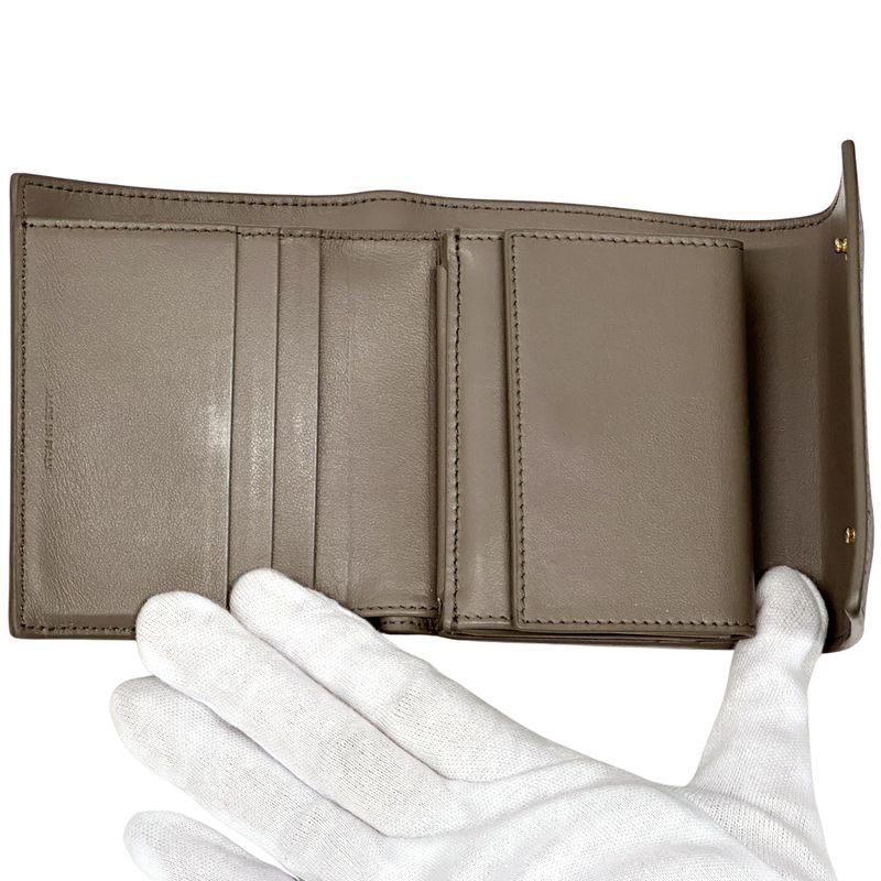 Celine Wallet Trifold Leather Small Gray Mini Compact