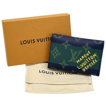 Louis Vuitton Card Case Monogram Heritage Holder Slim Navy Green Compact