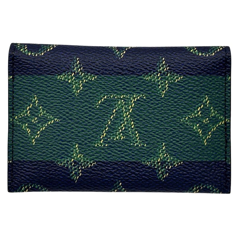 Louis Vuitton Card Case Monogram Heritage Holder Slim Navy Green Compact