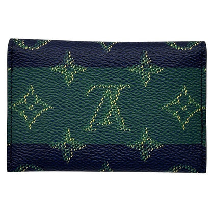 Louis Vuitton Card Case Monogram Heritage Holder Slim Navy Green Compact